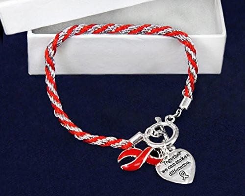 Red Ribbon Bracelets – Rope for Heart Disease Awareness