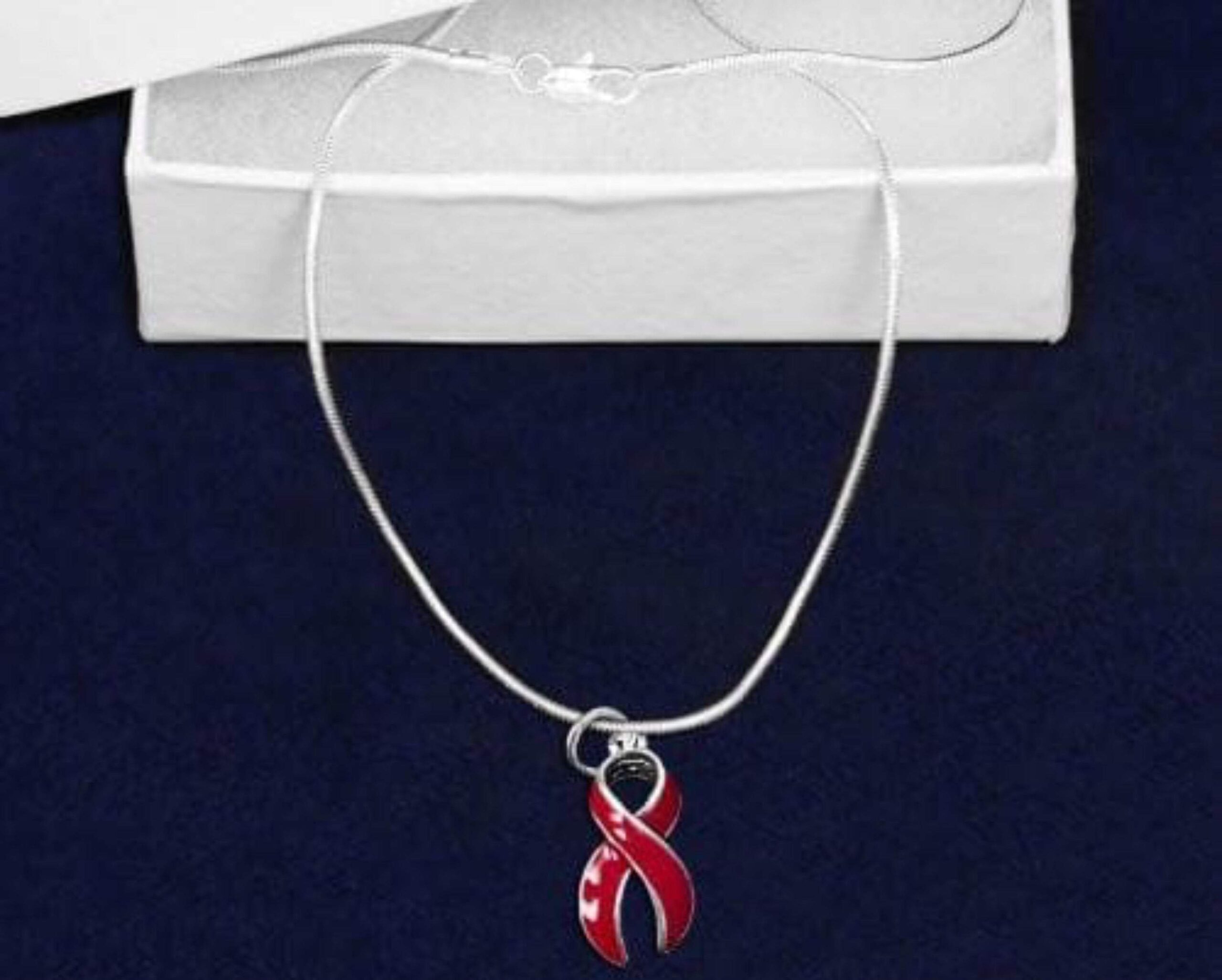 Heart Disease Red Ribbon Necklace